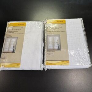 New Set 2 Home Style Selections One Door Panel w Tie Sheer Curtain 59"X72" White